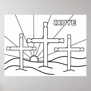 Three Crosses on a Hill Poster