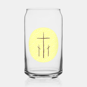 Three Crosses on Calvary Yellow Can Glass