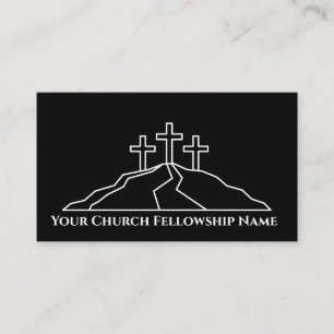 Three Crosses on Mound Logo3 Church Pastor Business Card