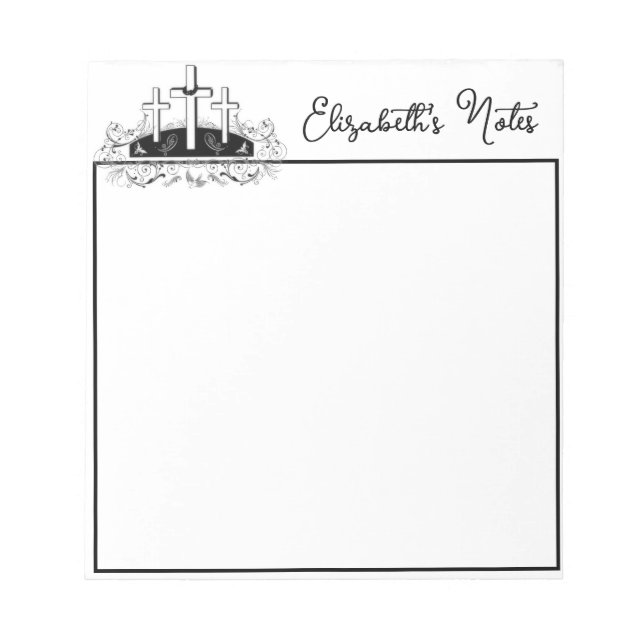 Three crosses personalised notepad (Front)