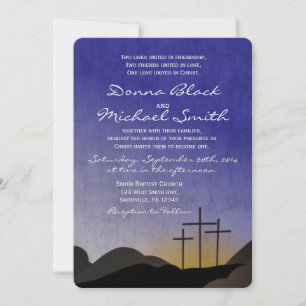 Three Crosses Religious Wedding Invitation