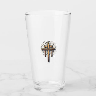 Three Crosses Vintage Engraving Faith Tee (1) Glass