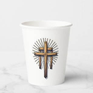 Three Crosses Vintage Engraving Faith Tee (1) Paper Cups