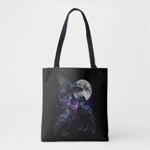 Three Crow Moon Gothic Cosmic Space Retro Graphic Tote Bag