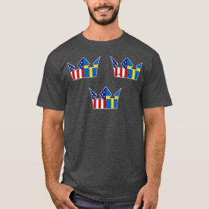 Three Crowns Proud Swedish American Sweden Flag T-Shirt