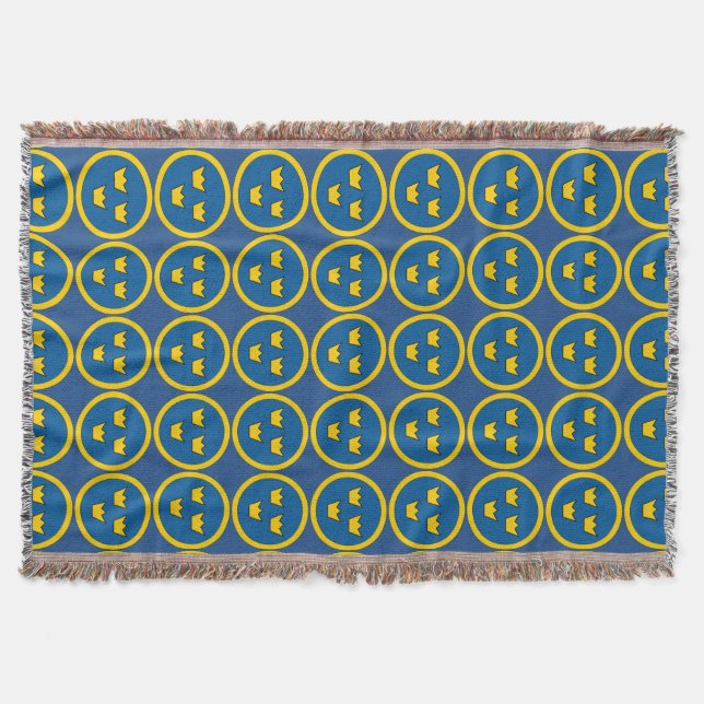Three Crowns Swedish Crest Scandinavian Emblem Throw Blanket (Front)