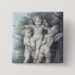 Three Cupids 15 Cm Square Badge