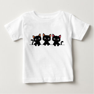 Three Cute Black Cartoon Cats Baby T-Shirt