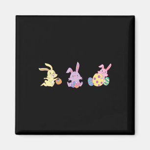 Three Cute Bunnies Carrying Easter Byskets For Kid Magnet
