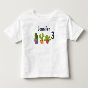 Three Cute Cactus in Flower Pots Fun Birthday Toddler T-Shirt