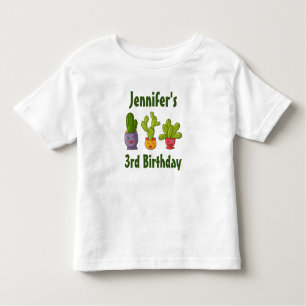 Three Cute Cactus in Flower Pots Fun Birthday Toddler T-Shirt