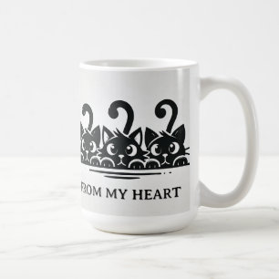 Three Cute Cartoon Cats with Large Eyes Coffee Mug