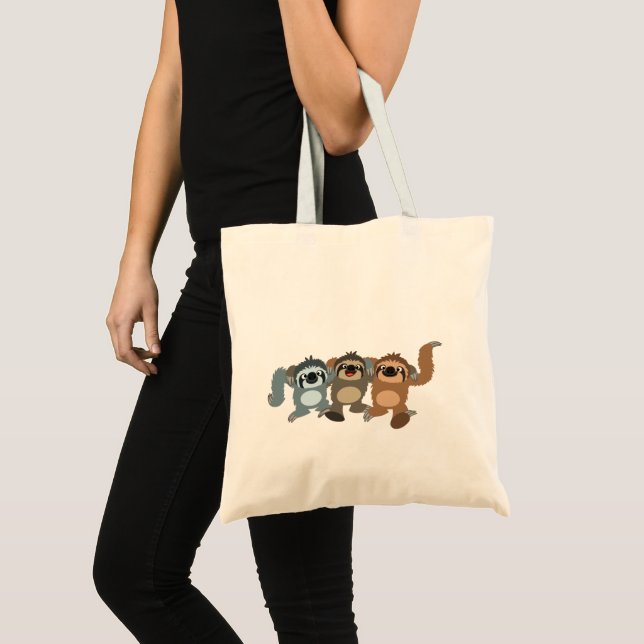 Three Cute Cartoon Sloths Tote Bag (Front (Product))