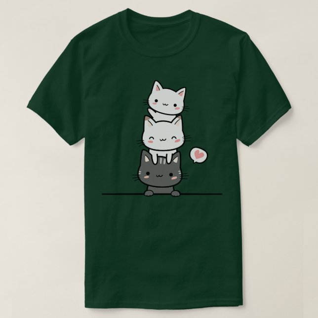 Three Cute Cats T-Shirt (Design Front)