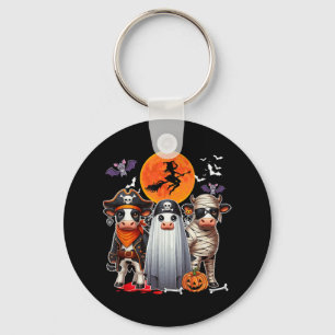 Three Cute Cows Cosplay Pirate Boo Mummy Halloween Key Ring