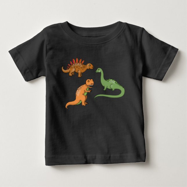 Three Cute Dinosaurs Baby T-Shirt (Front)