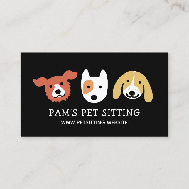 Three Cute Dog Faces | Animal Lover | Pet Care Business Card (Front)