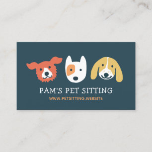 Three Cute Dog Faces Animal Lover Pet Care Business Card