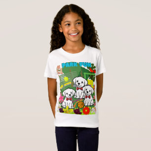 Three Cute Funny White Puppies In Park T-Shirt