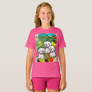 Three Cute Funny White Puppies In Park T-Shirt
