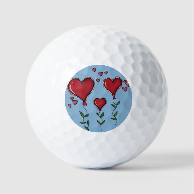 Three Cute Hearts Golf Balls (Front)