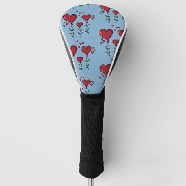 Three Cute Hearts Golf Head Cover (Front)