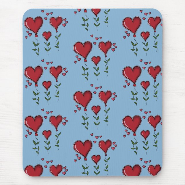 Three Cute Hearts Mouse Pad (Front)