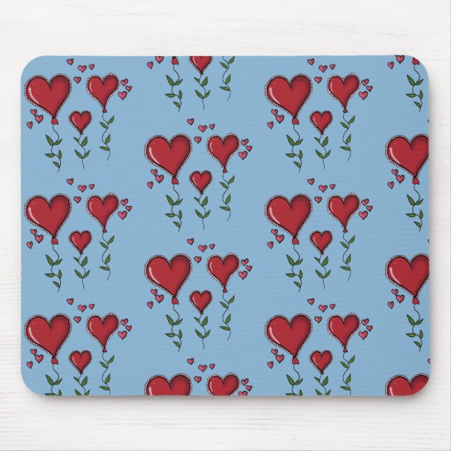Three Cute Hearts Mouse Pad (Front)