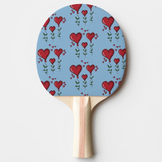 Three Cute Hearts Ping Pong Paddle (Front)