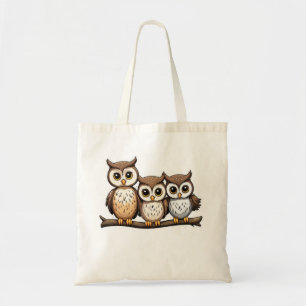Three Cute Little Owl Tote Bag