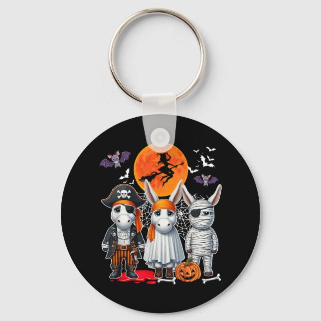 Three Cute Mules Cosplay Pirate Boo Mummy Hallowee Key Ring (Front)