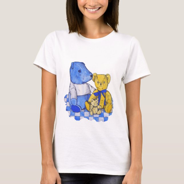 three cute old teddy bears T-Shirt (Front)