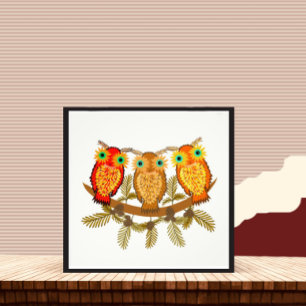 Three cute owls photo print