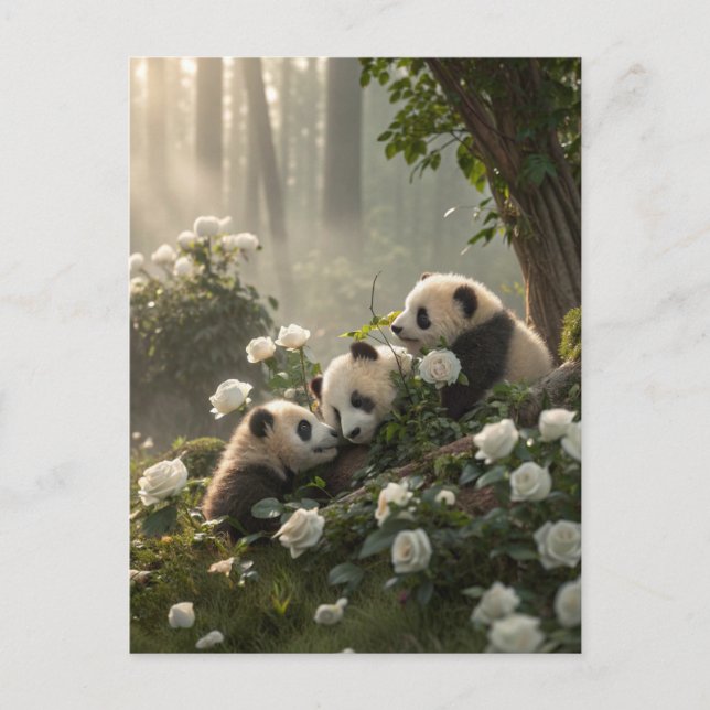 Three Cute Pandas Postcard (Front)