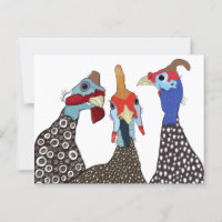 Three Cute Patterned Guinea Fowl Birds