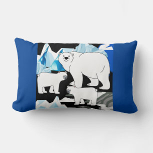 Three Cute Polar Bear Lumbar Cushion