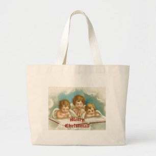 Three cute praying angels tote bag