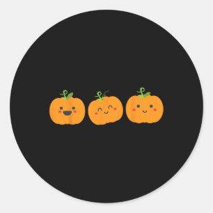 Three cute pumpkins for kids halloween and fall se classic round sticker