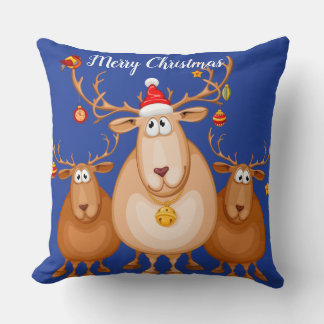 Three cute reindeer Throw Pillow