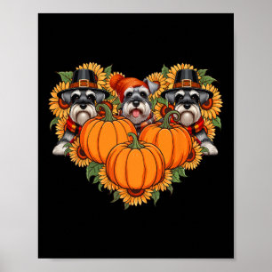 Three Cute Schnauzers Thanksgiving Pilgrim Fall Su Poster