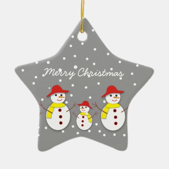 Three cute snowmen custom Christmas ornament (Front)