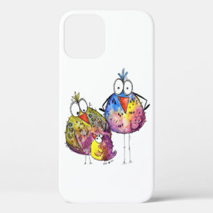Three Cute Whimsical Colourful Birds iPhone 12 Case