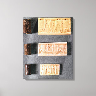 Three cylinder seals with impressions, canvas print