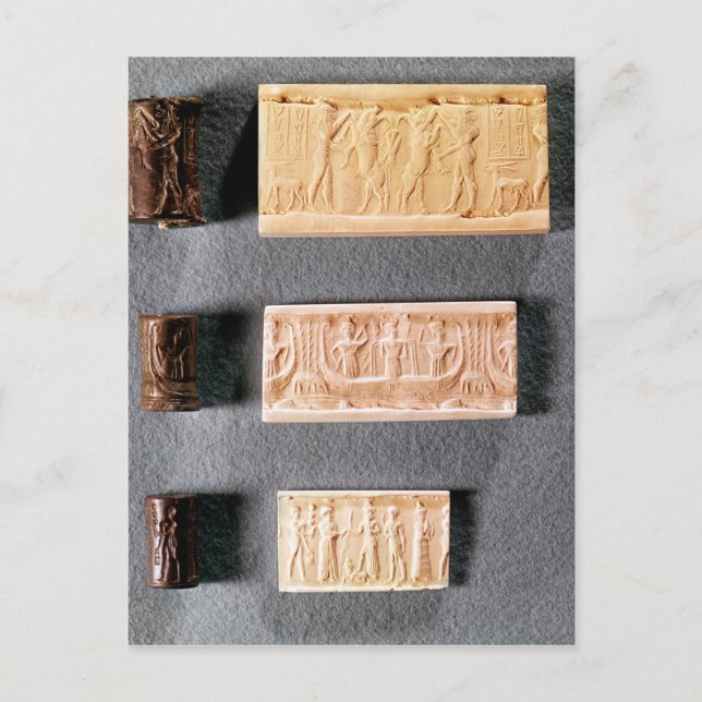 Three cylinder seals with impressions, postcard (Front)