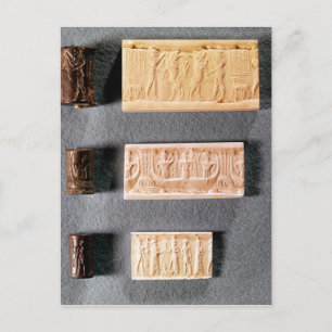 Three cylinder seals with impressions, postcard