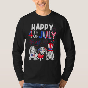 Three Dachshund Happy 4th Of July American Flag 1 T-Shirt