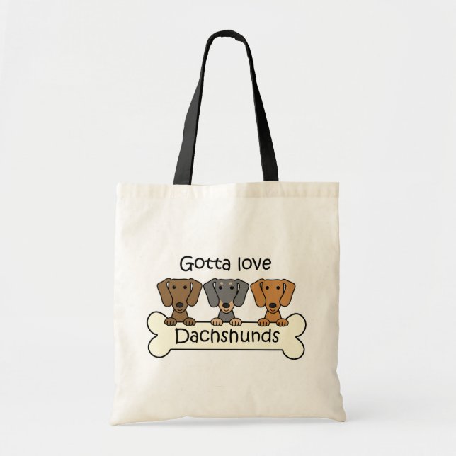 Three Dachshunds Tote Bag (Front)