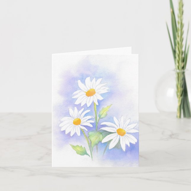 'Three Daisies' Watercolor Note Card (Front)