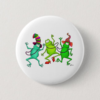Three Dancing Frogs 6 Cm Round Badge