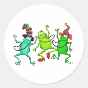 Three Dancing Frogs Classic Round Sticker